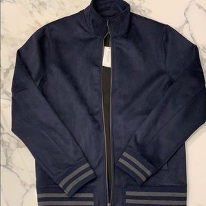 BR navy vegan suede bomber